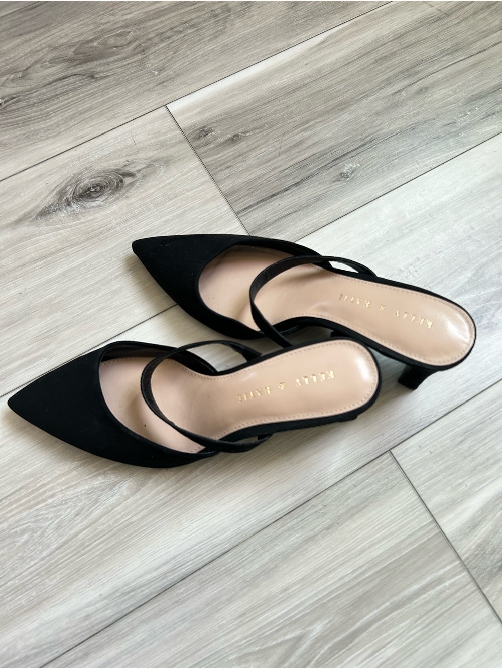Kelly & Katie Black Pointed Slingback Mules